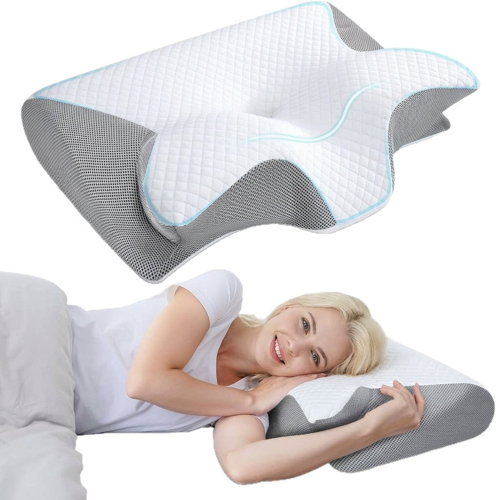 Cross-border Amazon memory foam pillow roll, horn-shaped pillow, cervical spine support pillow core, home use slow rebound memory foam pillow