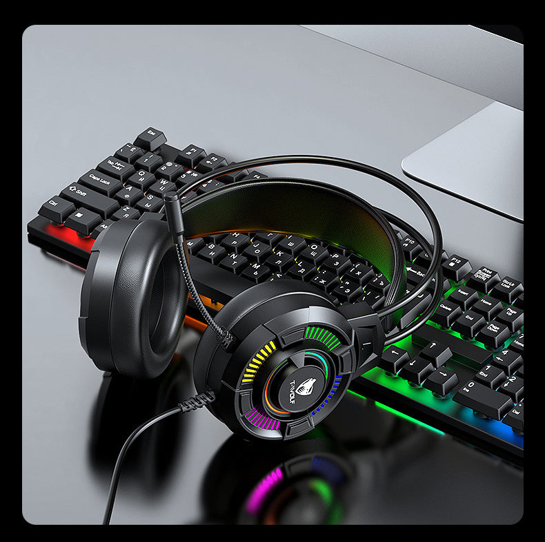 T-WOLF H140 Wired Computer Headset with Illuminated Microphone and 7.1 USB Gaming/Esports Headset