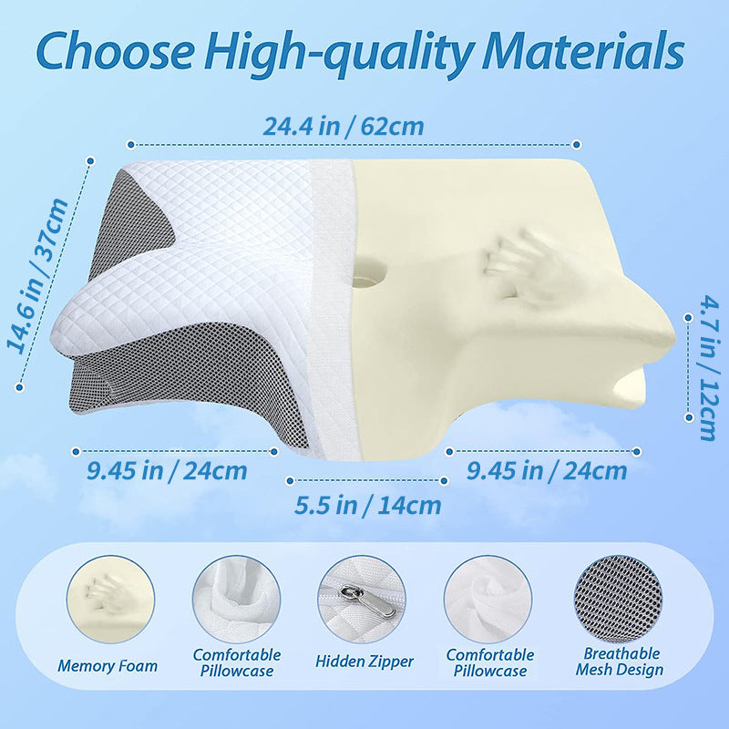 Cross-border Amazon memory foam pillow roll, horn-shaped pillow, cervical spine support pillow core, home use slow rebound memory foam pillow