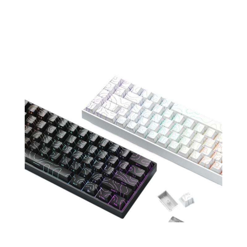 61-key gaming mechanical keyboard, PBT side-printed, hot-swappable, RGB, wired, brown switches, portable, suitable for office PCs.