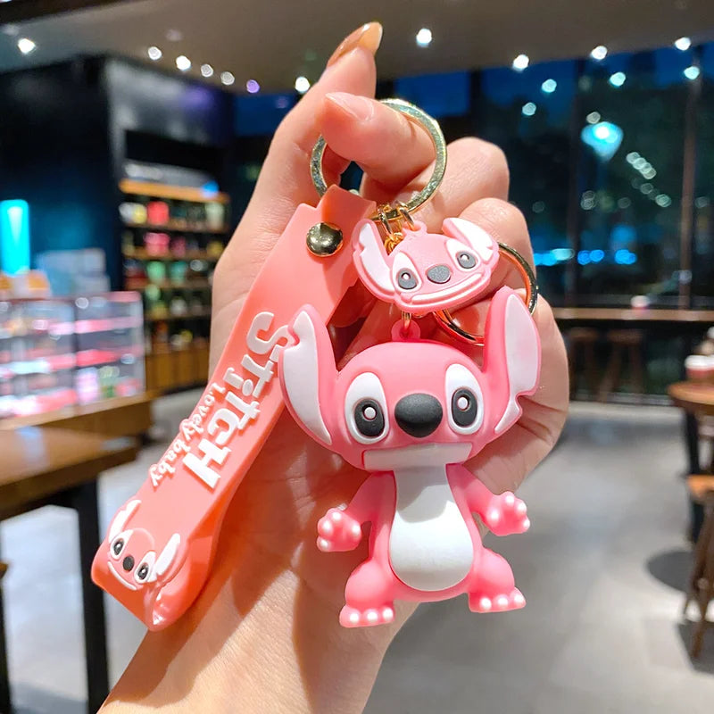 Stitch Keychain 3D Cartoon Stereo Pvc Doll Car Key Ring Bag Pendant Fashion Creative Hanging Ornament Bulk Wholesale