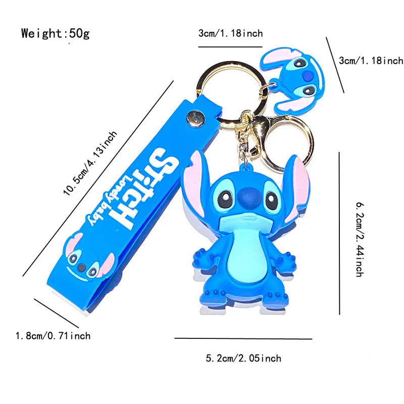 Stitch Keychain 3D Cartoon Stereo Pvc Doll Car Key Ring Bag Pendant Fashion Creative Hanging Ornament Bulk Wholesale