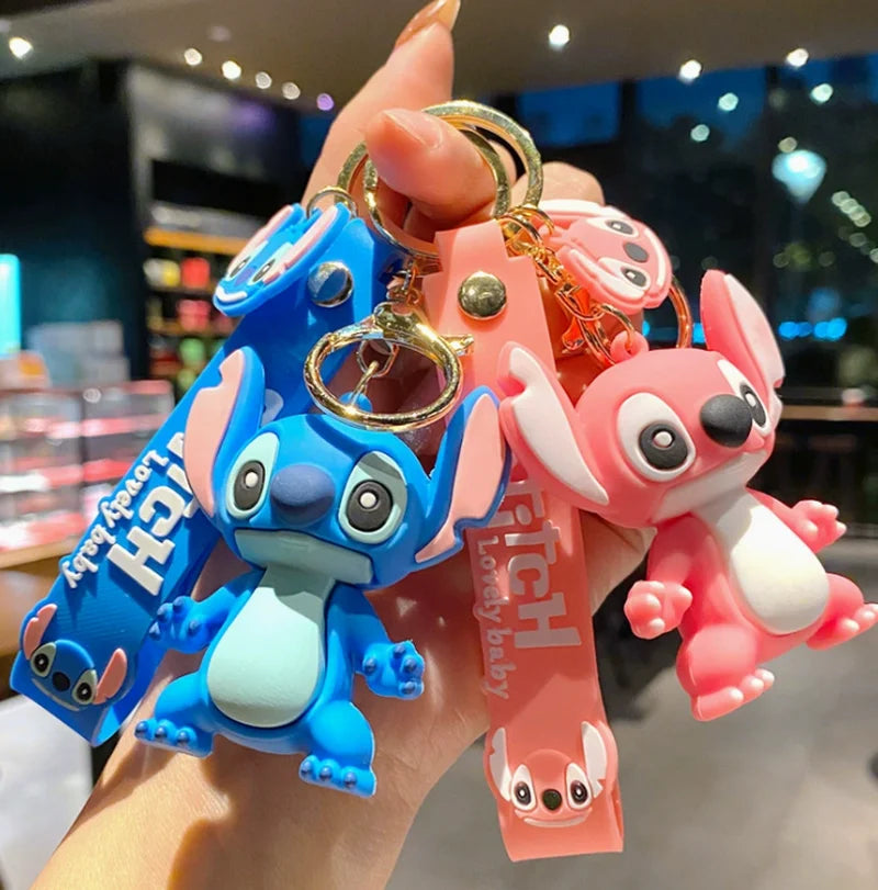 Stitch Keychain 3D Cartoon Stereo Pvc Doll Car Key Ring Bag Pendant Fashion Creative Hanging Ornament Bulk Wholesale