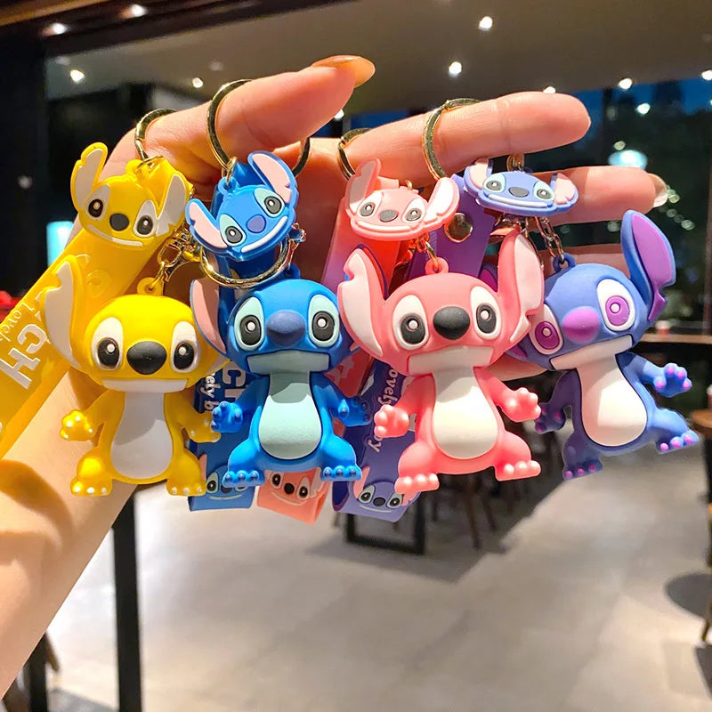Stitch Keychain 3D Cartoon Stereo Pvc Doll Car Key Ring Bag Pendant Fashion Creative Hanging Ornament Bulk Wholesale